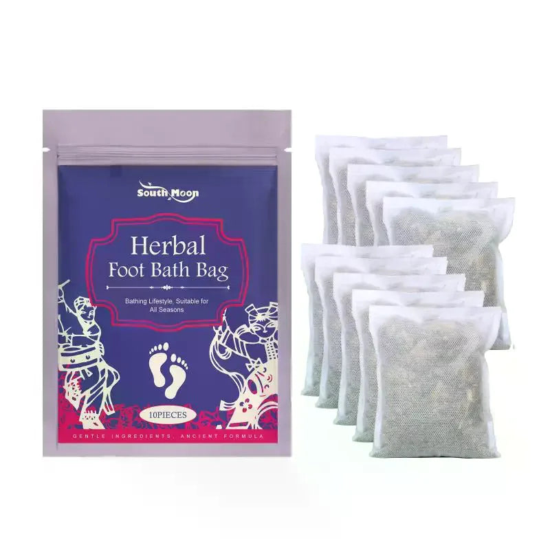 10-Pack Herbal Foot Soak Bags | Wormwood & Sea Salt Kit Herbal Foot Soak QXL