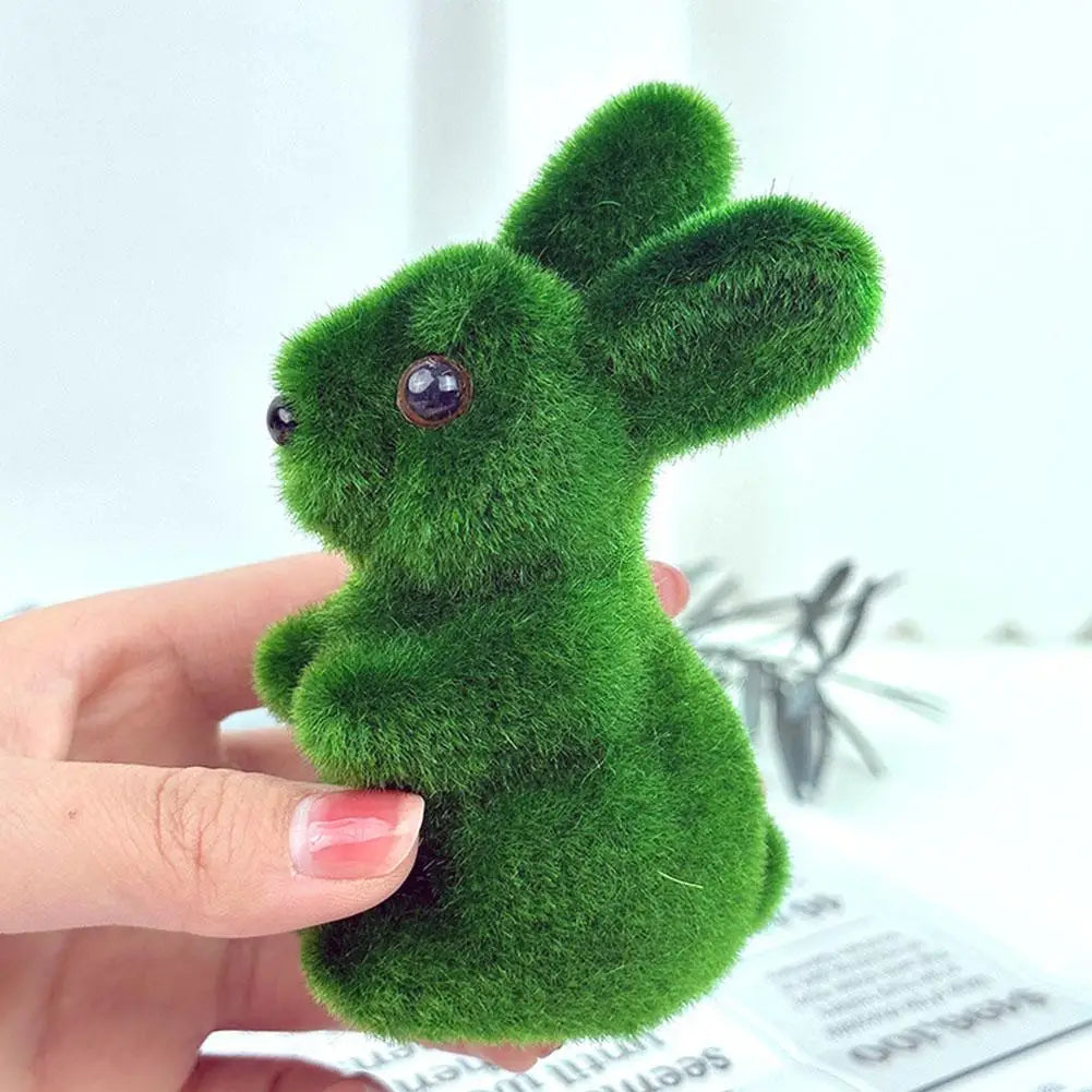 Moss Bunny Figurine | Green Easter Rabbit Decor (1 or 2 Pack) Decorative Figurine QXL