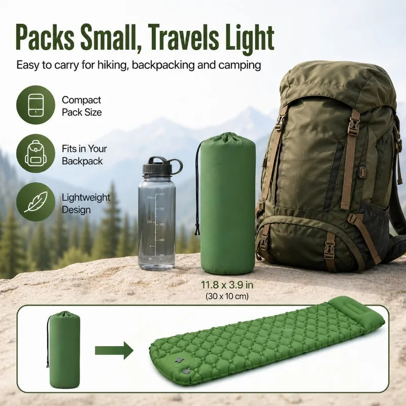Camping Inflatable Sleeping Pad | Foot Pump & Pillow | TPU Inflatable Sleeping Pad QXL