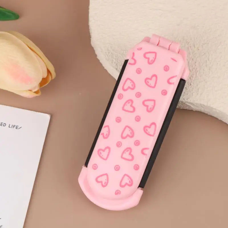 Pink Butterfly Foldable Travel Hair Comb with Mirror & Massager Foldable Travel Comb QXL love