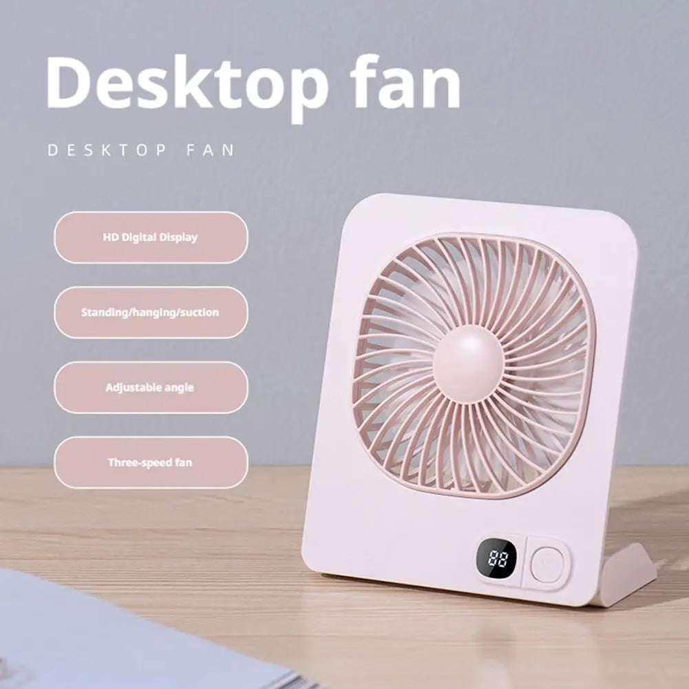 USB Rechargeable Magnetic Desk Fan | Foldable with LED Display Portable Desk Fan QXL