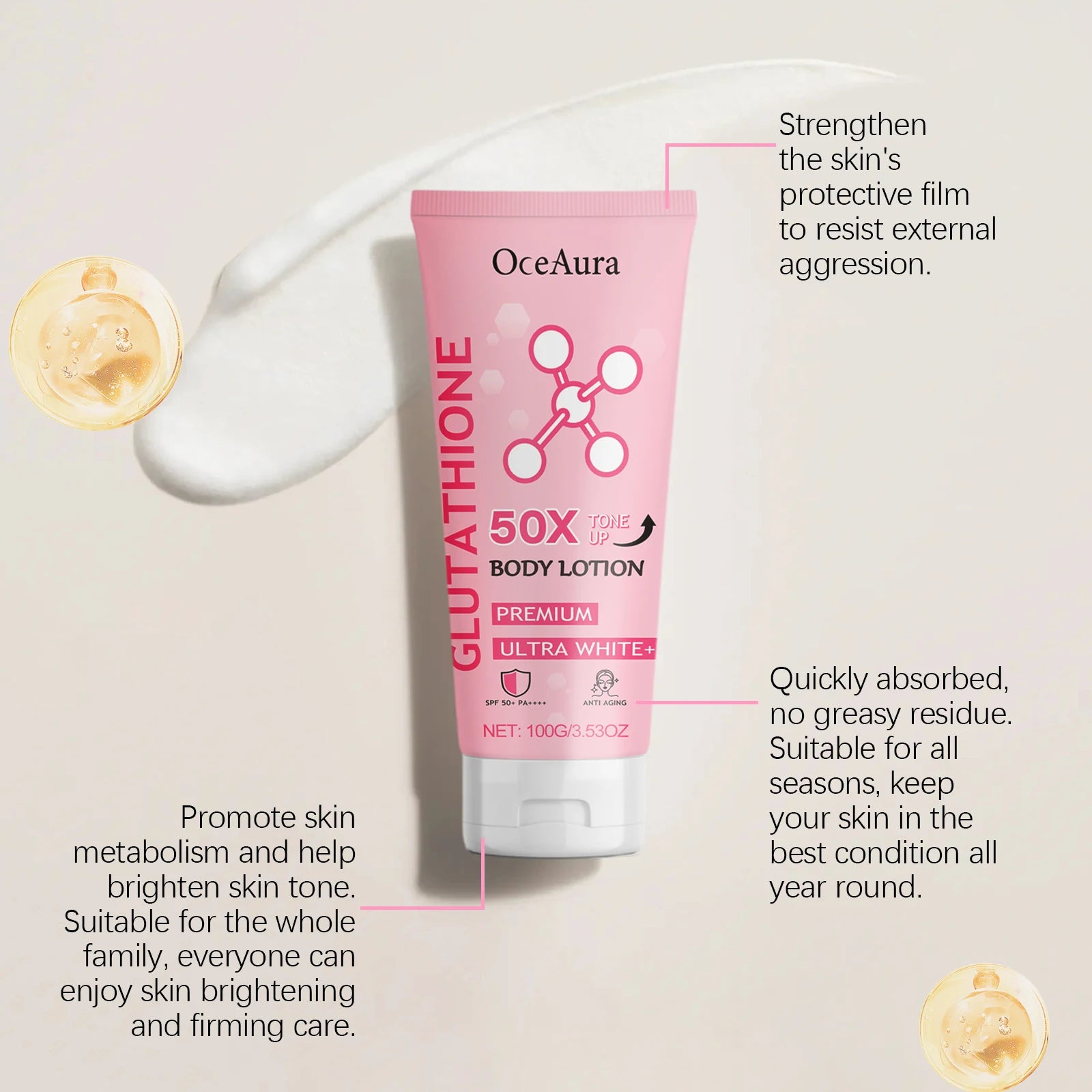 OceAura Glutathione Brightening Body Cream | Even Skin Tone Brightening Body Cream QXL