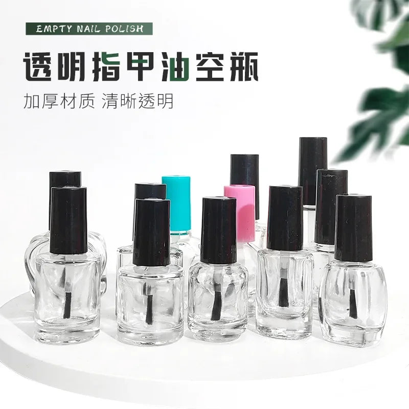 Empty Nail Polish Glass Bottles 5/10/15ml | Refillable UV Gel Nail Polish Bottle QXL