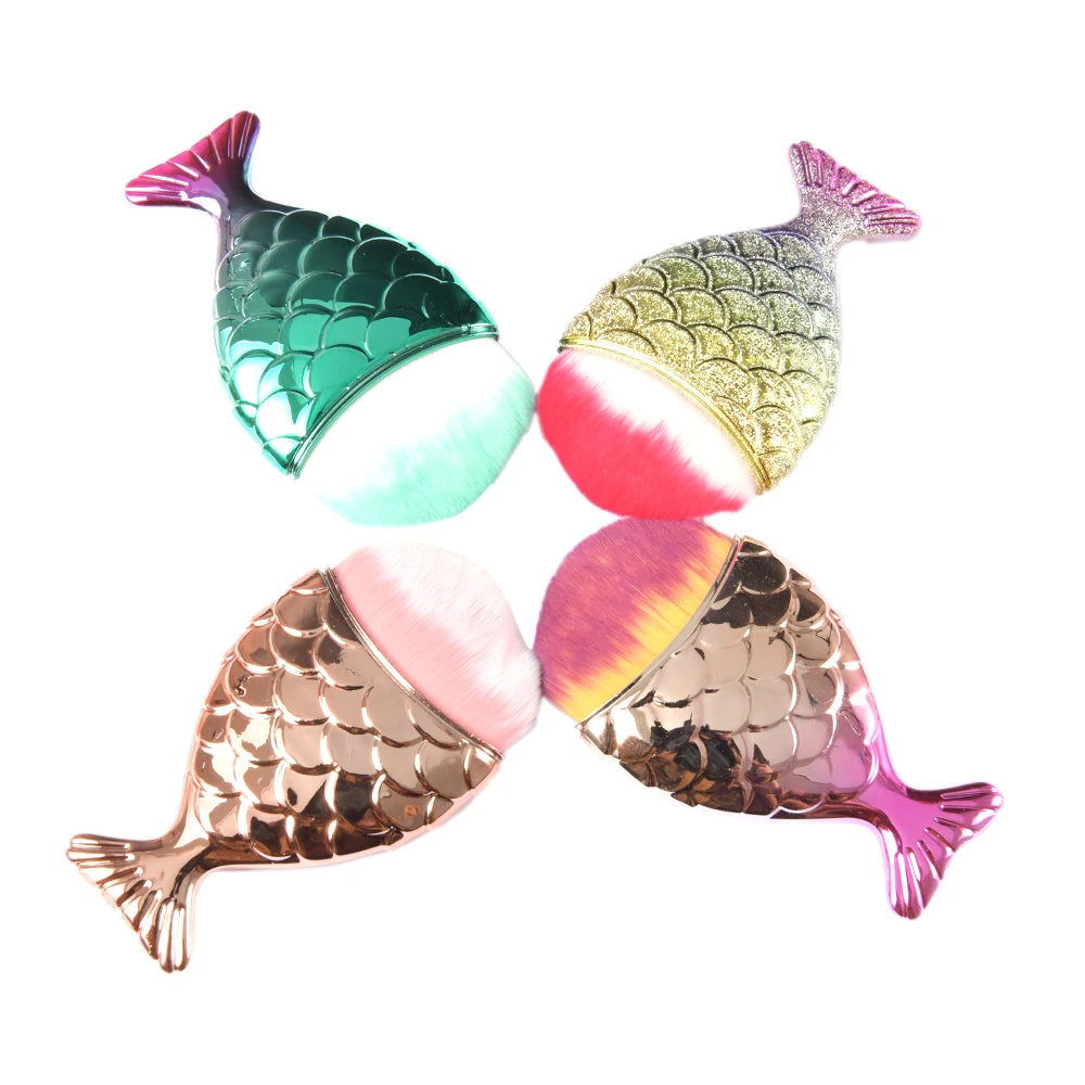 Mermaid Tail Nail Dust Brush | Soft Fishtail Manicure Tool Nail Dust Brush QXL