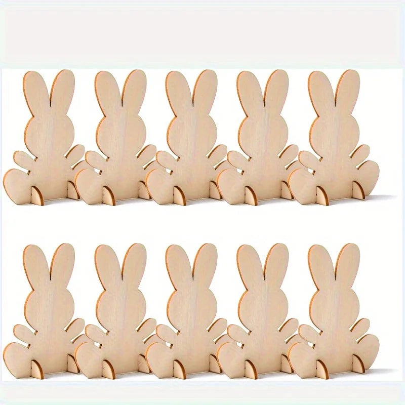 Unfinished 3D Wooden Easter Rabbit Bracket | DIY Craft Décor Wooden Craft Blank QXL