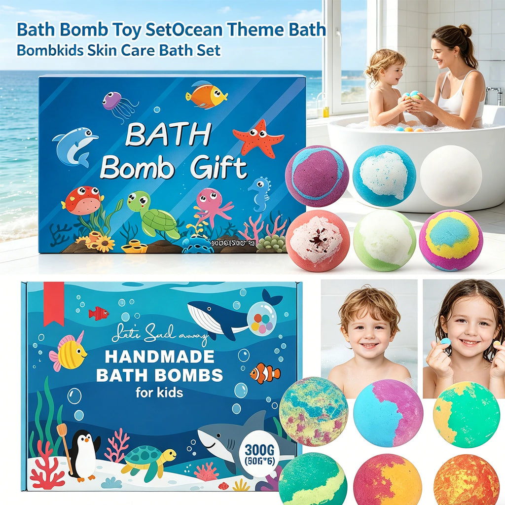 Ocean Theme Kids Bath Bomb Set | Bubble & Moisturizing 300g Kids Bath Bomb Set QXL