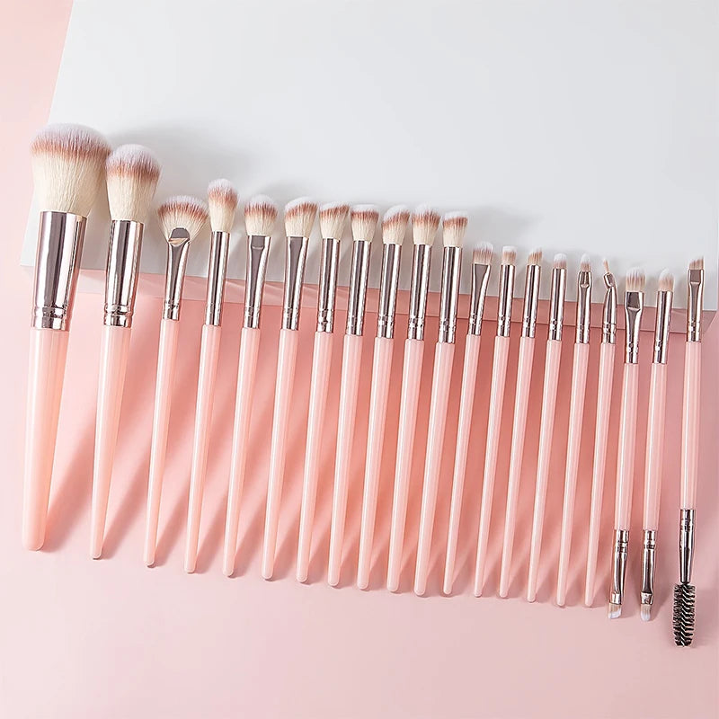 20-Piece Pink Makeup Brush Set | Blush, Foundation & Eye Makeup Brush Set QXL Pink-20pcs
