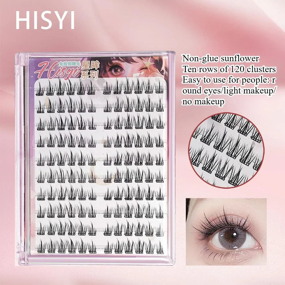 HISYI Glue-Free False Eyelashes | Segmented Individual Lashes False Eyelash Extensions QXL