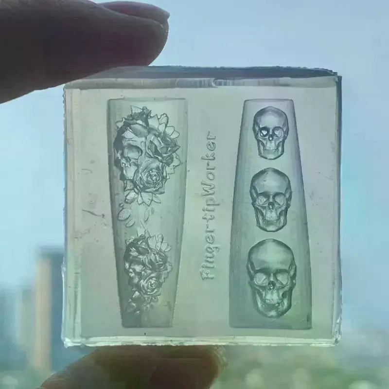 Rose Skull 3D Silicone Nail Art Mold | Floral DIY Template Silicone Nail Mold QXL