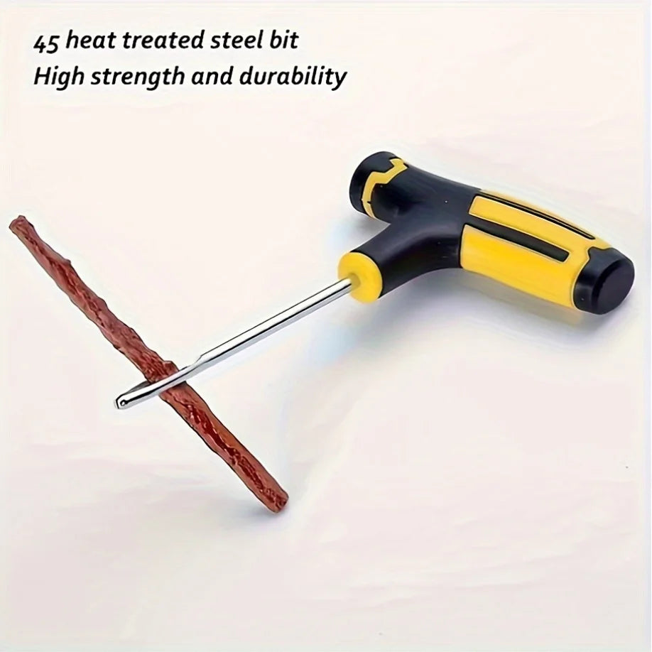 Roadside Tire Repair Kit | Self-Vulcanizing Plugs & T-Handle Tool Tire Repair Kit QXL