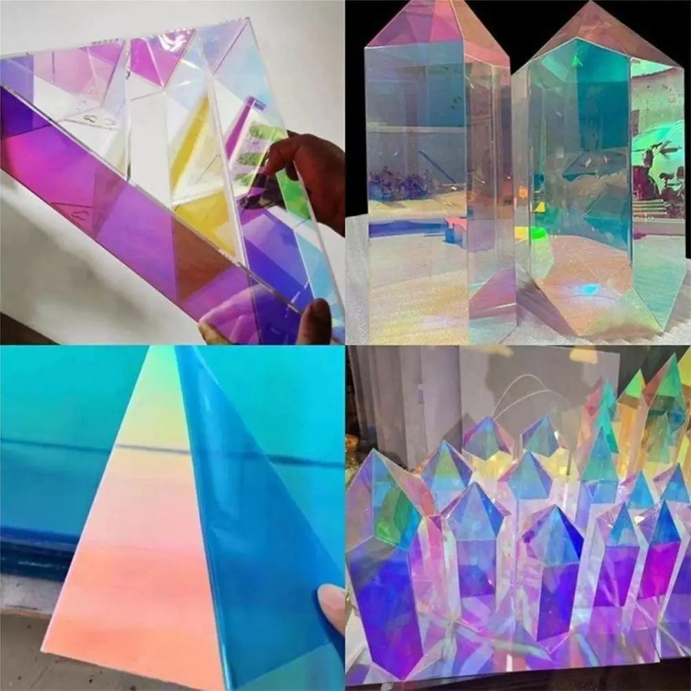 Iridescent Acrylic Square Tiles 100–300 Pcs | Holographic DIY Acrylic Craft Tiles QXL