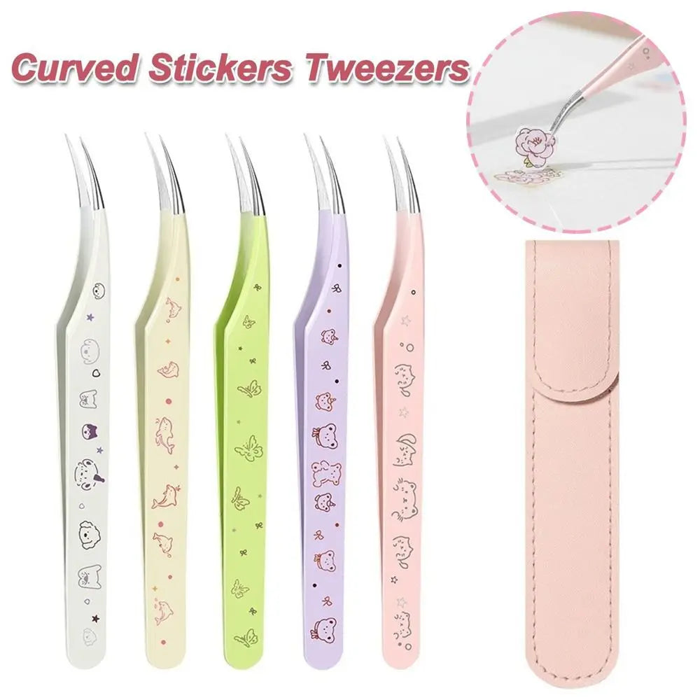 Cartoon Curved Eyelash Extension Tweezers | Anti-Static Steel Eyelash Tweezers QXL