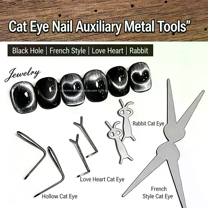 4-Piece Cat Eye Nail Art Metal Templates – 4 Shapes Nail Art Template QXL