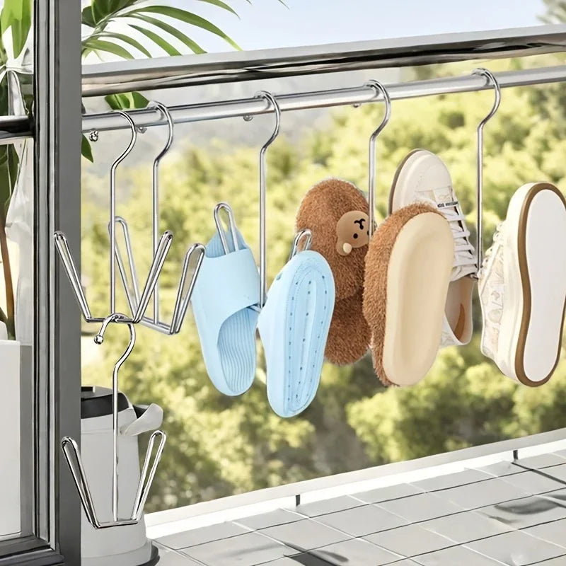 PVC Shoe Hanging Rack | Double Hook Drying & Storage Organizer Shoe Hanging Rack QXL