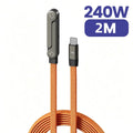 2-in-1 USB-C Cable & Phone Holder | 240W Fast Charging Braided USB-C Charging Cable QXL Orange 2M