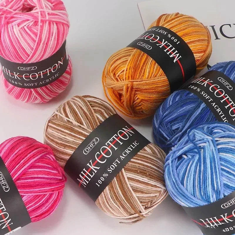 3-Strand Gradient Milk Cotton Acrylic Yarn | Knit & Crochet Acrylic Knitting Yarn QXL