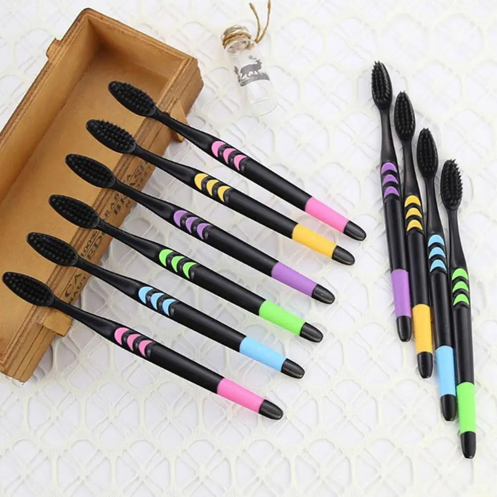 10-Pack Bamboo Charcoal Toothbrush Set | Ultra-Soft Bristles Toothbrush Set QXL
