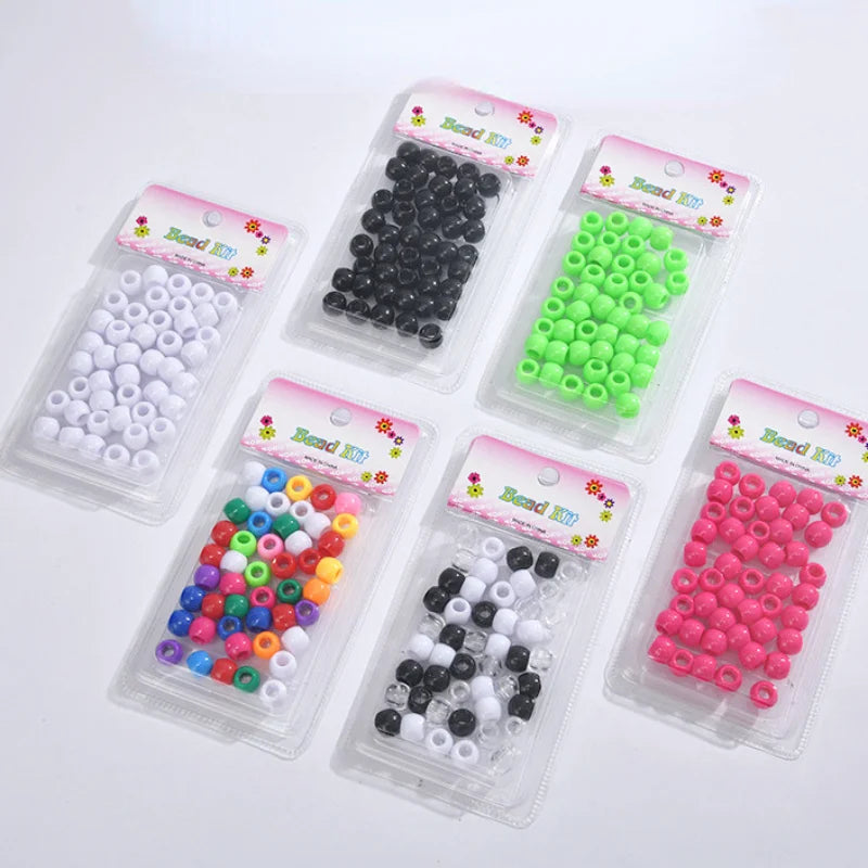 50-Pc Colorful Dreadlock Beads & Hair Braid Cuffs | 5mm Hole Hair Braid Beads QXL