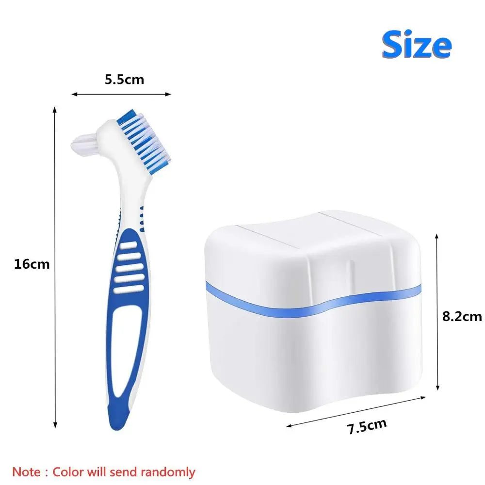 Travel Double-Layer Denture Case Box with Cleaner Brush Denture Storage Case QXL