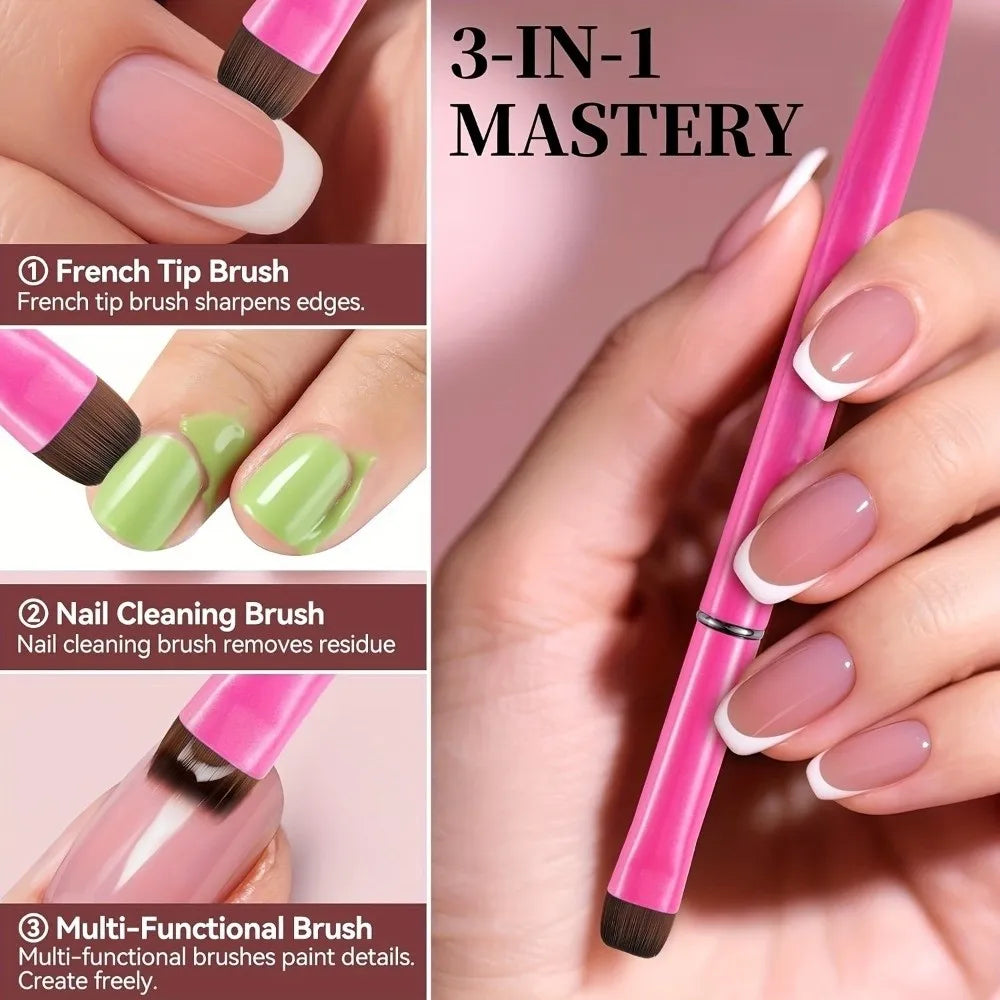 3-in-1 Nail Art Brush | Gel, Drawing & Cleaning Tool Nail Art Brush QXL