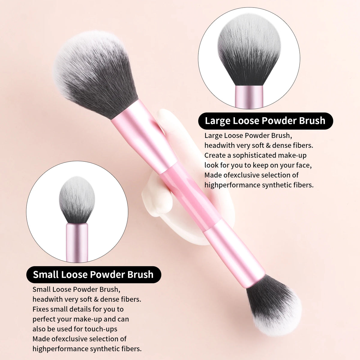 2-Pack Double-Ended Powder & Contour Makeup Brush Set Makeup Brush Set QXL