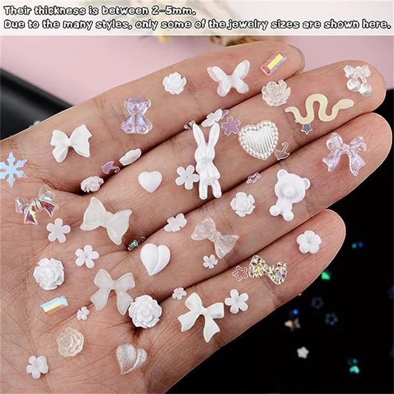 50-Pc Kawaii Resin Nail Charms | 3D Candy Color Nail Art Set Nail Art Charms QXL