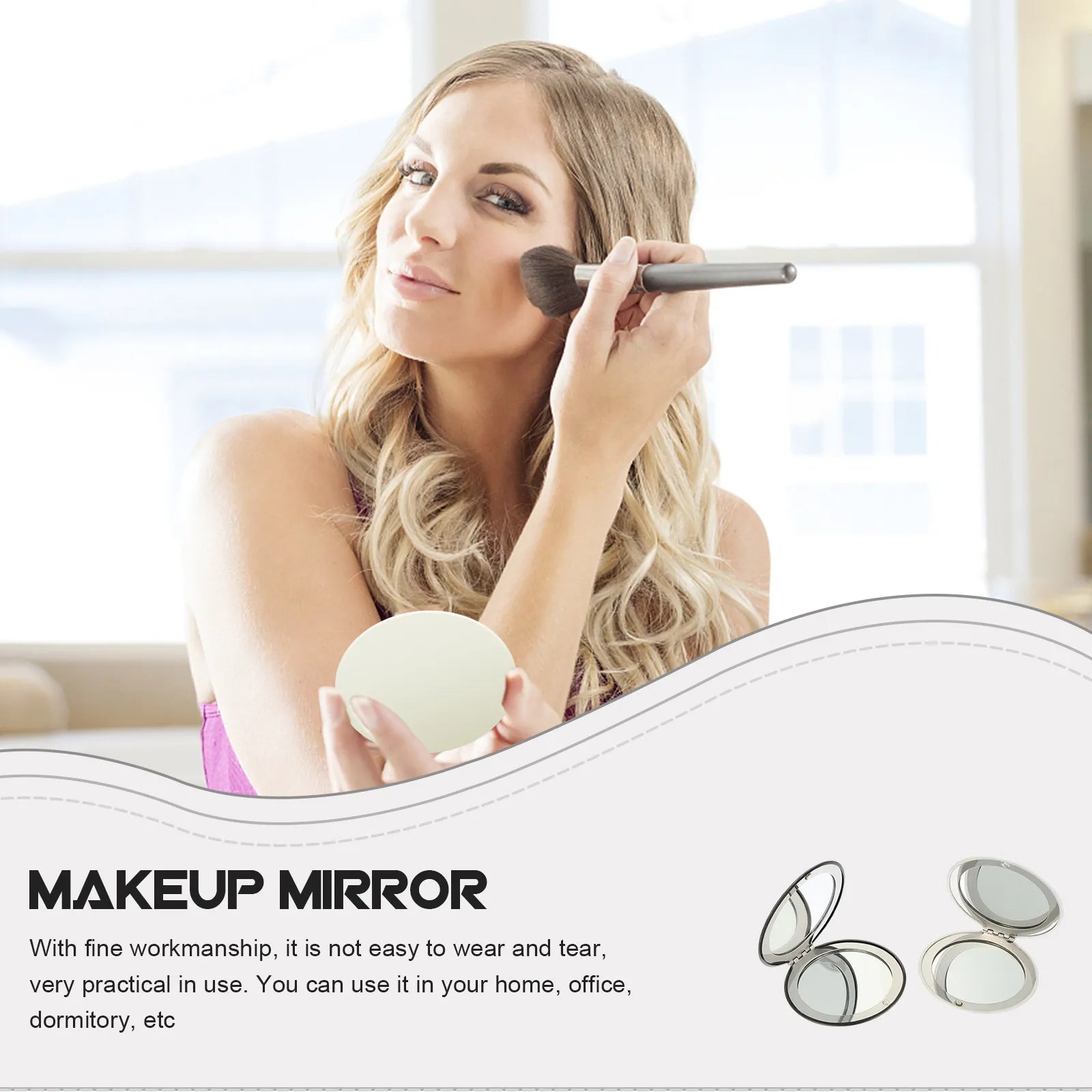 2-Pack Dual-Sided Folding Compact Pocket Mirror for Travel Compact Pocket Mirror QXL