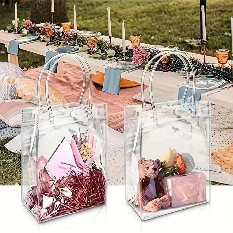 Large Clear PVC Tote Bag | Gift, Candy & Cosmetics Bag Clear PVC Tote Bag QXL 2pcs