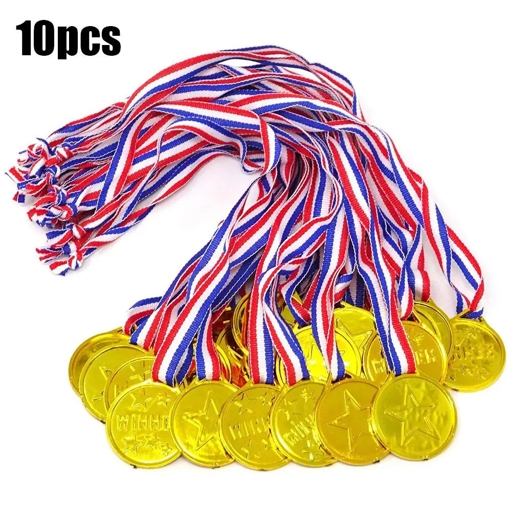 10-Pack Kids Gold Winner Medals | Sports & Party Awards Kids Award Medals QXL 10PCS