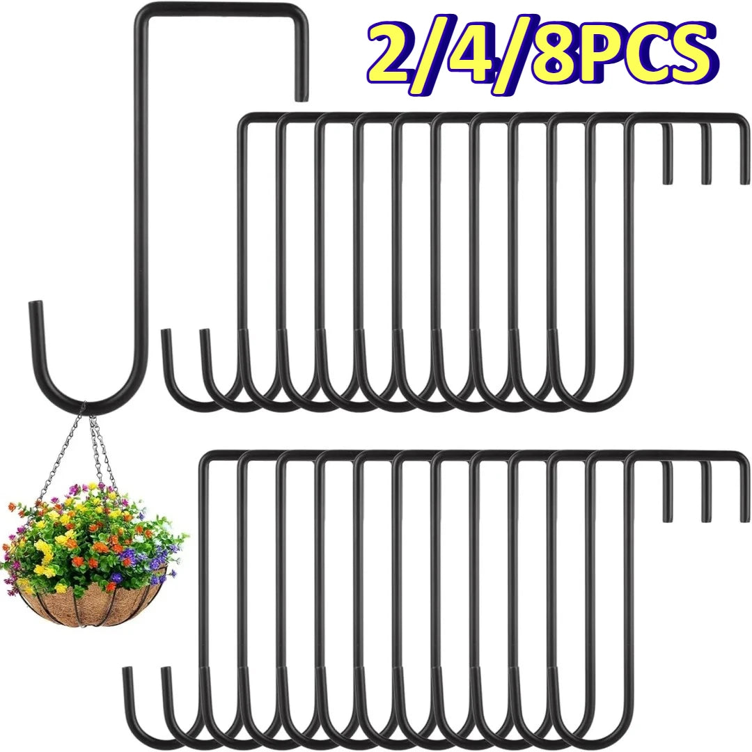 Rustproof Black Garden Fence Hooks | 2/4/8 Pack Outdoor Garden Fence Hooks QXL