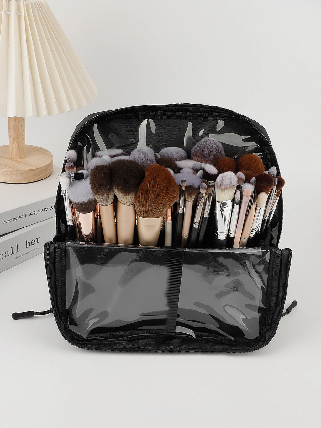 RANCAI Large Makeup Brush Bag | Magnetic Closure & Mirror Makeup Brush Bag QXL
