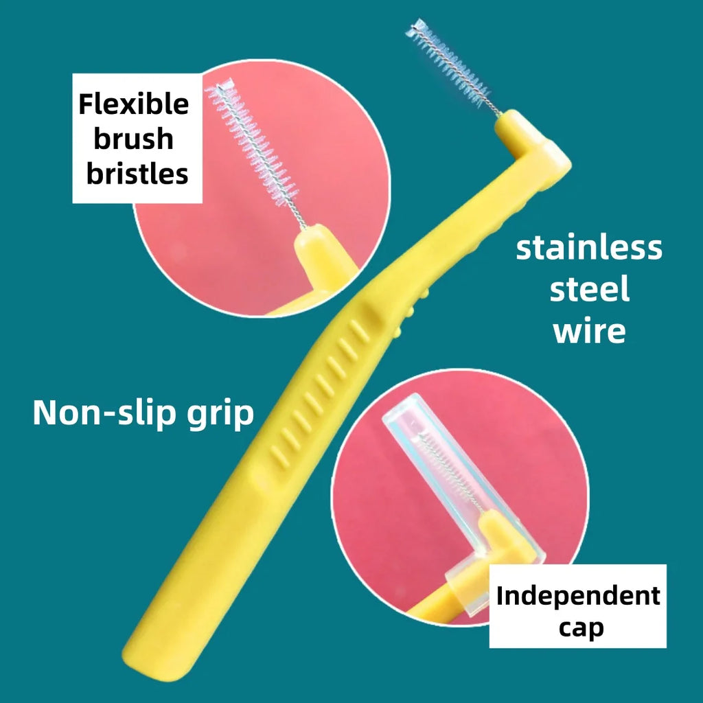 10-Pack L-Shaped Interdental Brushes | Disposable PP Picks Interdental Brush QXL