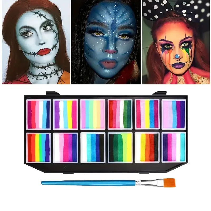 VERONNI 12-Color Rainbow Face & Body Paint Palette | Kids & Adults Face & Body Paint QXL
