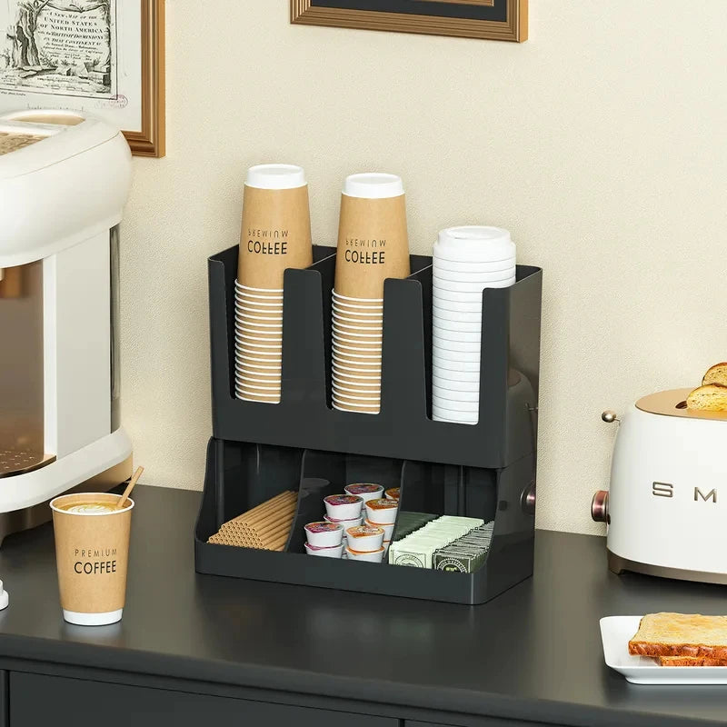 Countertop & Wall-Mount Coffee Organizer | Cup & Condiment Rack Coffee Station Organizer QXL