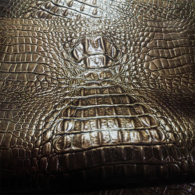 1mm Crocodile Grain Cowhide Leather Sheet | Golden Brown DIY Leather Craft Sheet QXL