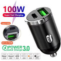Mini 200W USB-C PD QC Car Charger | Fast Charging Adapter USB Car Charger QXL 100W USB Type C A