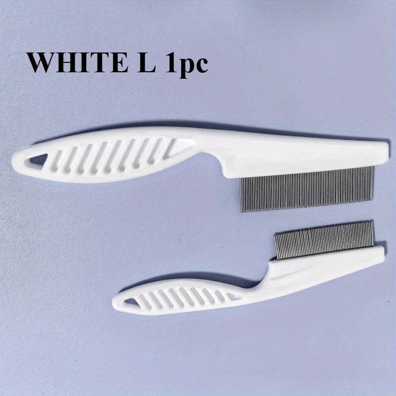 Pet Flea Comb for Dogs & Cats | Fine-Tooth Grooming Tool Pet Grooming Comb QXL WHITE L 1pc