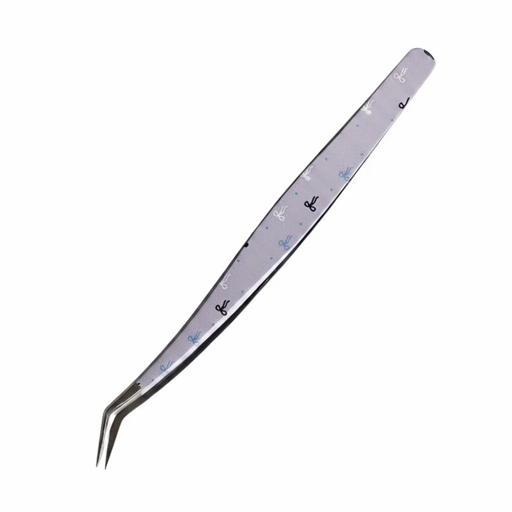 Curved Stainless Steel Eyelash Tweezers | Anti-Static Cartoon Eyelash Tweezers QXL Style 1