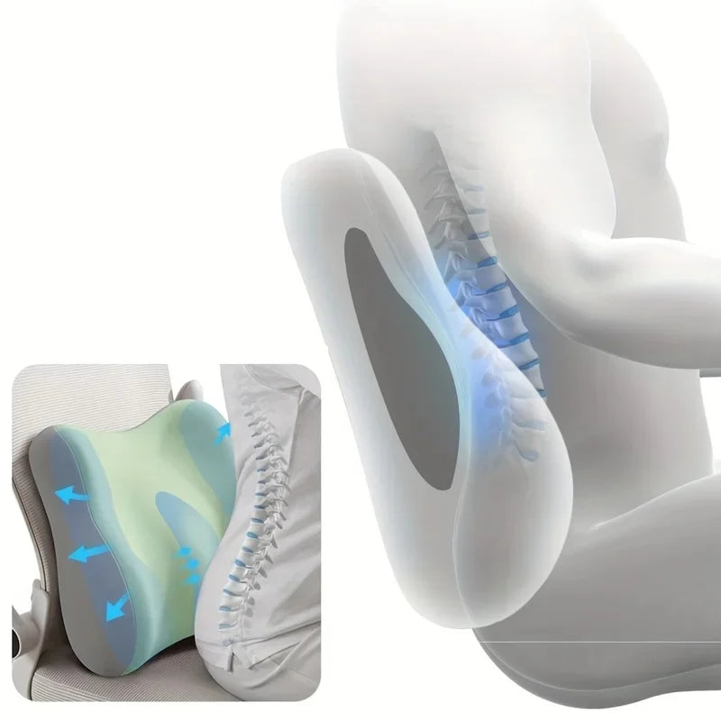 Memory Foam Seat & Lumbar Cushion | Car & Office Chair Support Seat & Lumbar Cushion QXL