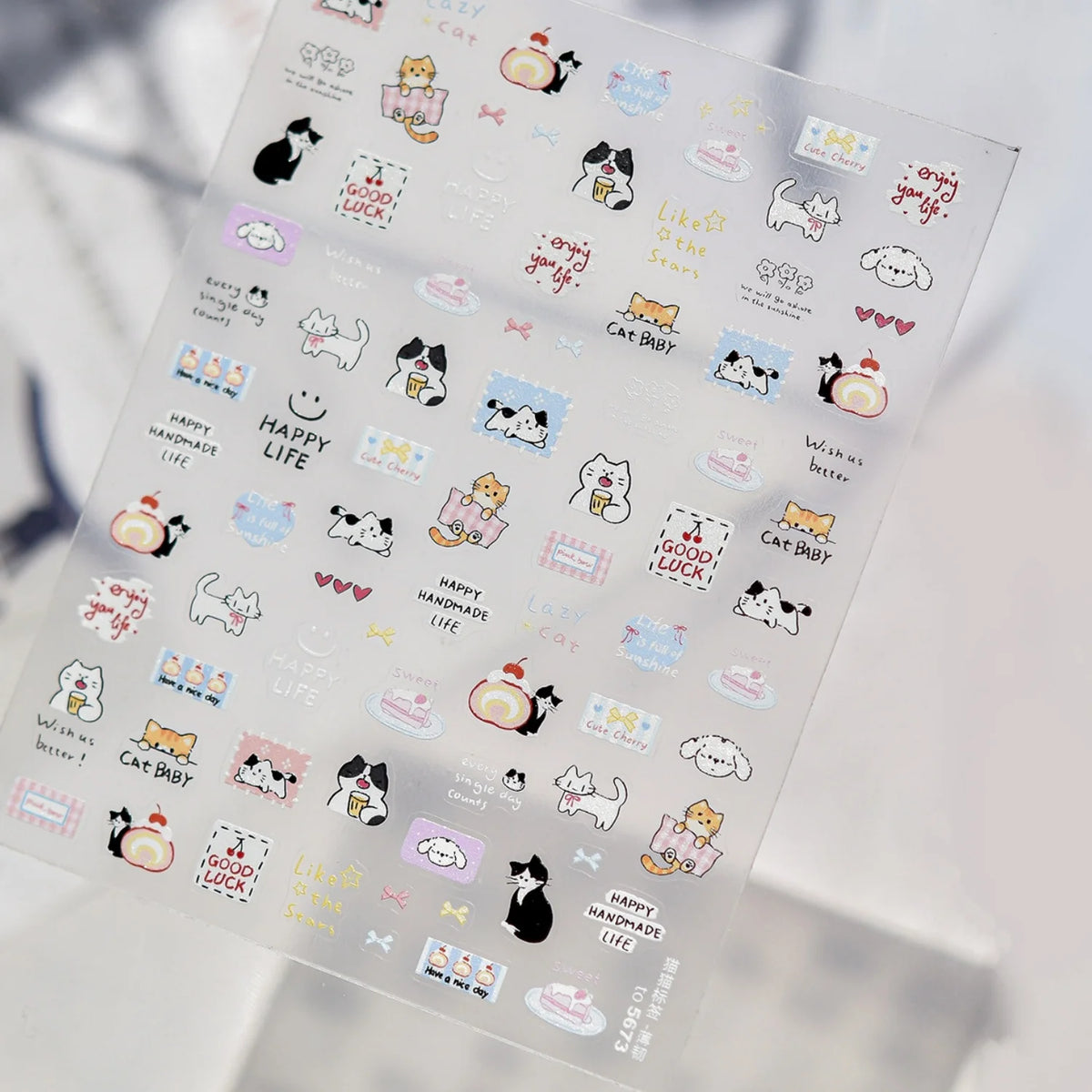 5D Embossed Cat & Donut Nail Art Stickers | DIY Nail Decals Nail Art Stickers QXL
