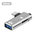 3-in-1 USB 3.0 Type-C TF Card Reader OTG Adapter USB Card Reader Adapter QXL Sliver