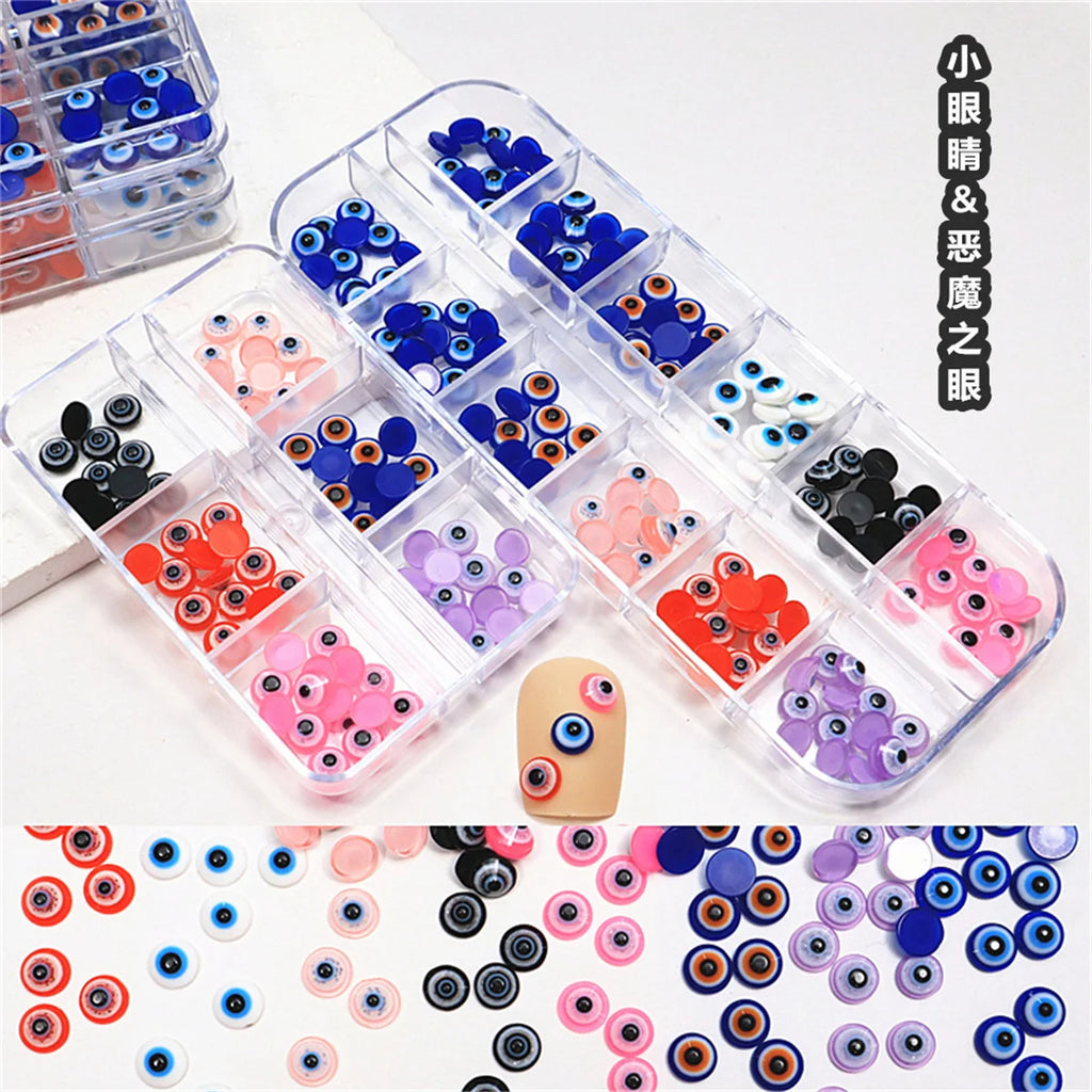 Evil Eye Resin Nail Charms 6mm | Kawaii 3D Nail Decorations Nail Art Charms QXL