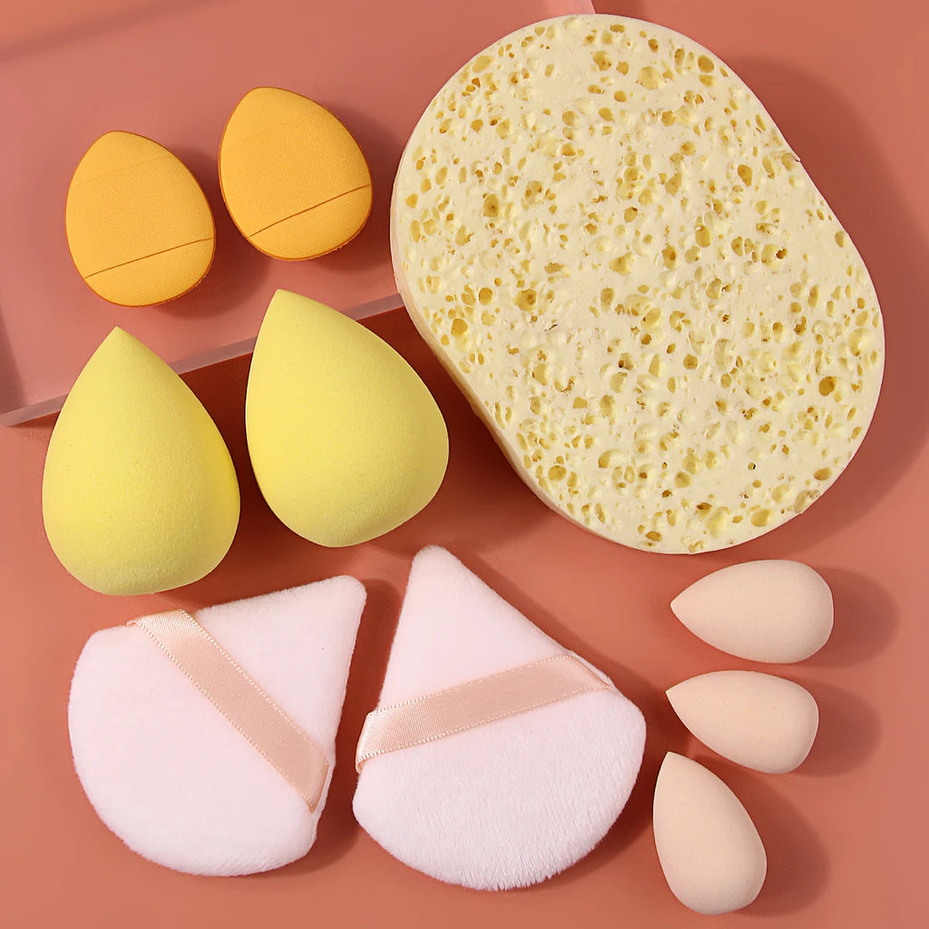 KOSSHOW 10-Pack Makeup Sponges & Powder Puffs Multi-Size Set Makeup Sponge Set QXL