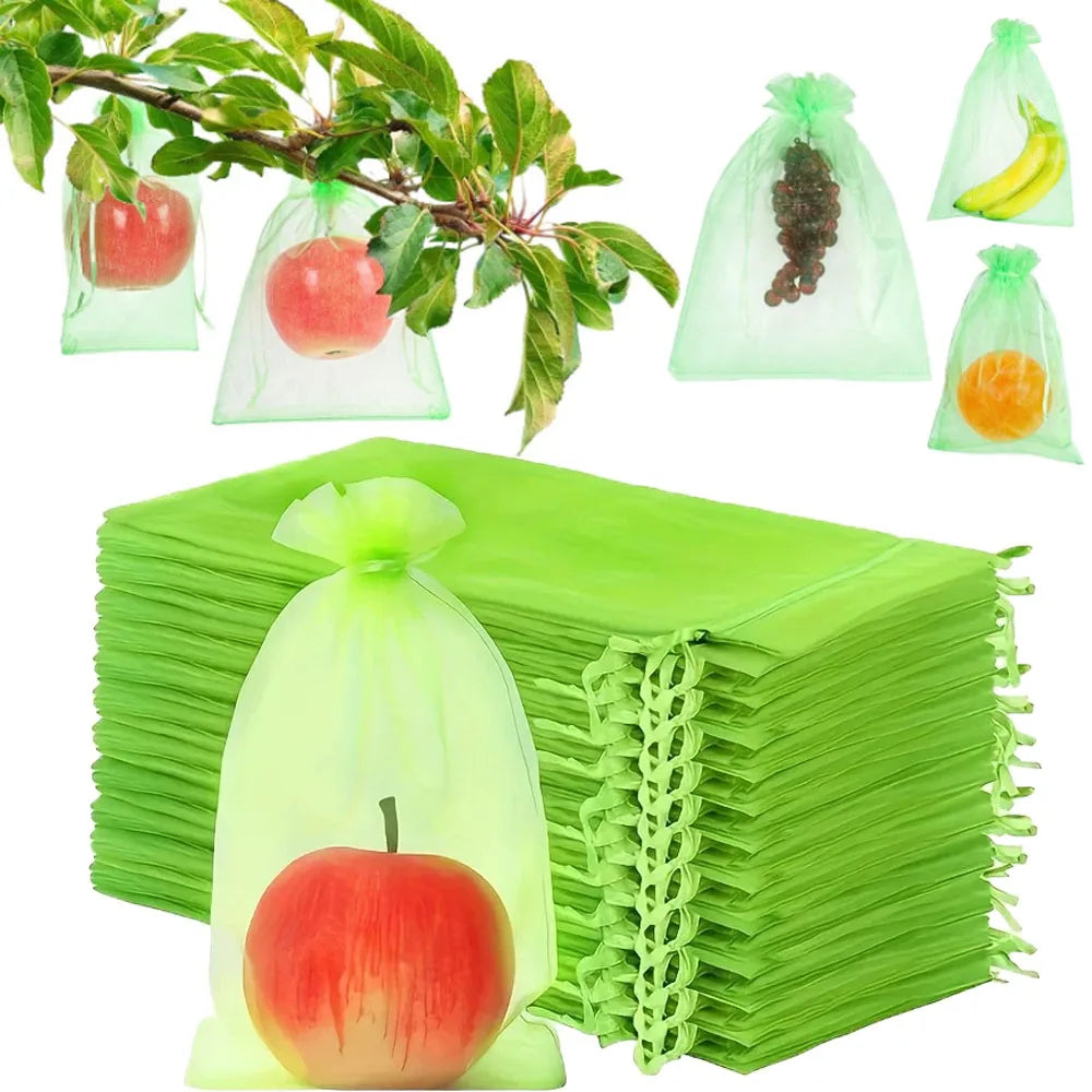 100-Pack Organza Fruit Protection Bags | Mesh Zipper Garden Garden Protection Bags QXL