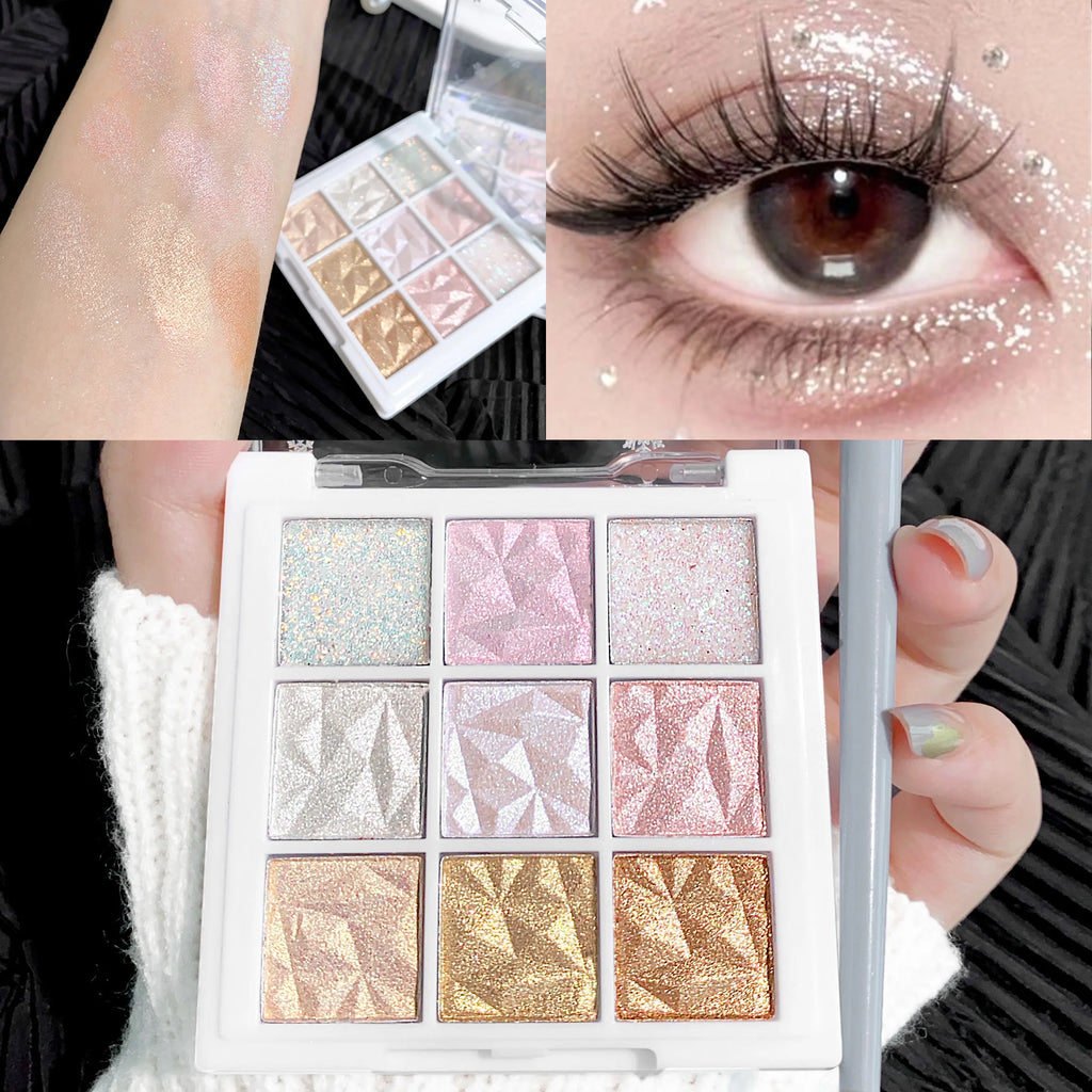 9-Color Glitter Eyeshadow Palette | Shimmer & Pearlescent Eyeshadow Palette QXL