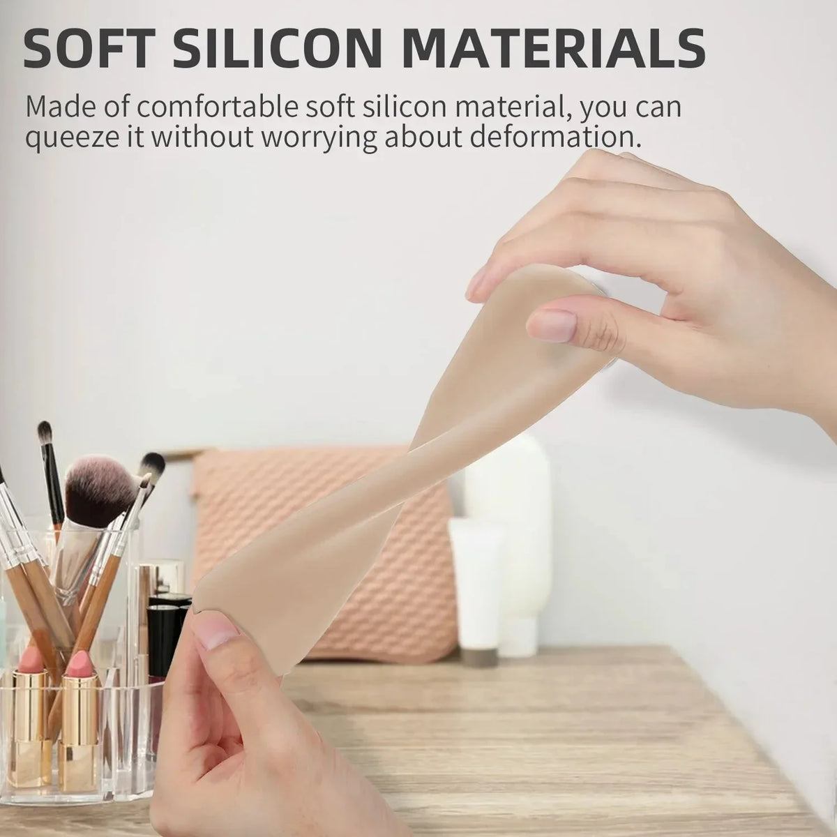 Silicone Travel Makeup Brush Holder & Waterproof Cosmetic Bag Makeup Brush Holder QXL