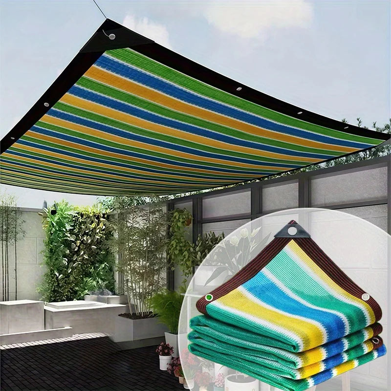 Rainbow Striped Shade Sail Net | Garden, Balcony & Greenhouse Garden Shade Sail QXL