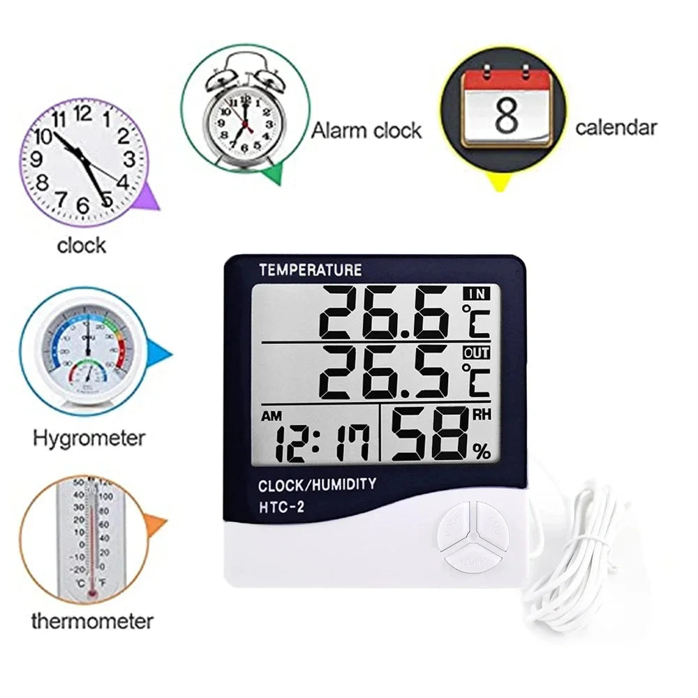 LCD Hygrometer Thermometer HTC-1 HTC-2 | Digital Weather Station Hygrometer Thermometer QXL
