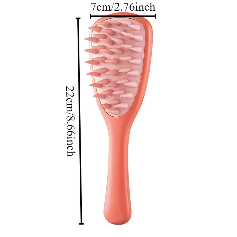 Silicone Shampoo Brush Scalp Massager | Long Handle Comb Scalp Massage Brush QXL Orange 1pc