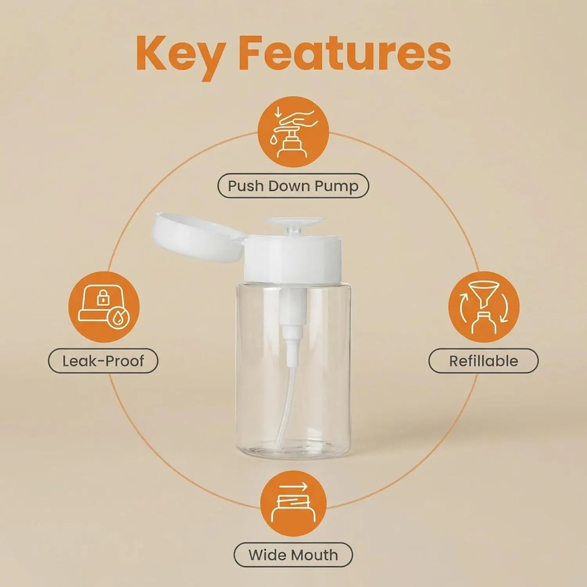 Nail Polish Remover Pump Dispenser | Lockable PET Bottle Pump Dispenser Bottle QXL